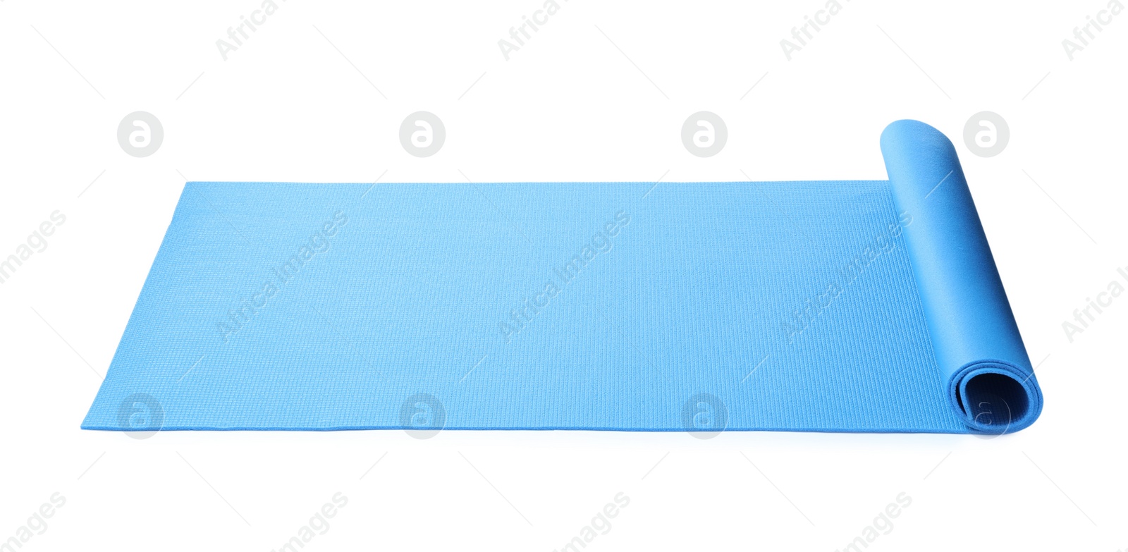 Photo of Light blue camping mat isolated on white