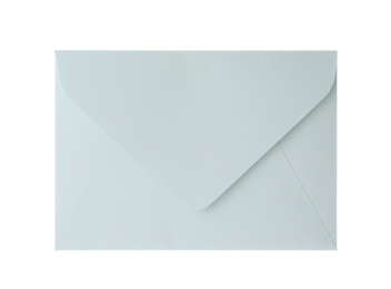 Photo of Light grey paper envelope isolated on white. Mail service