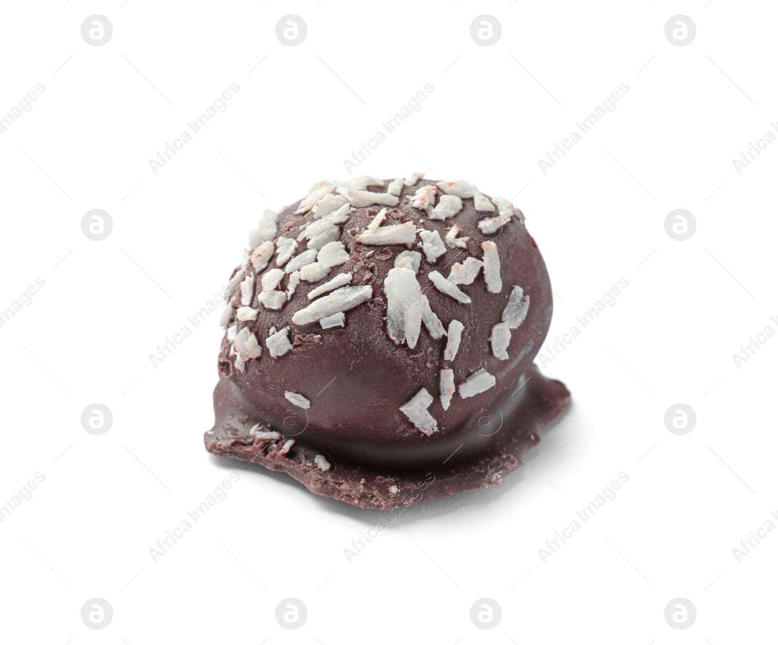 Photo of Delicious chocolate candy on white background