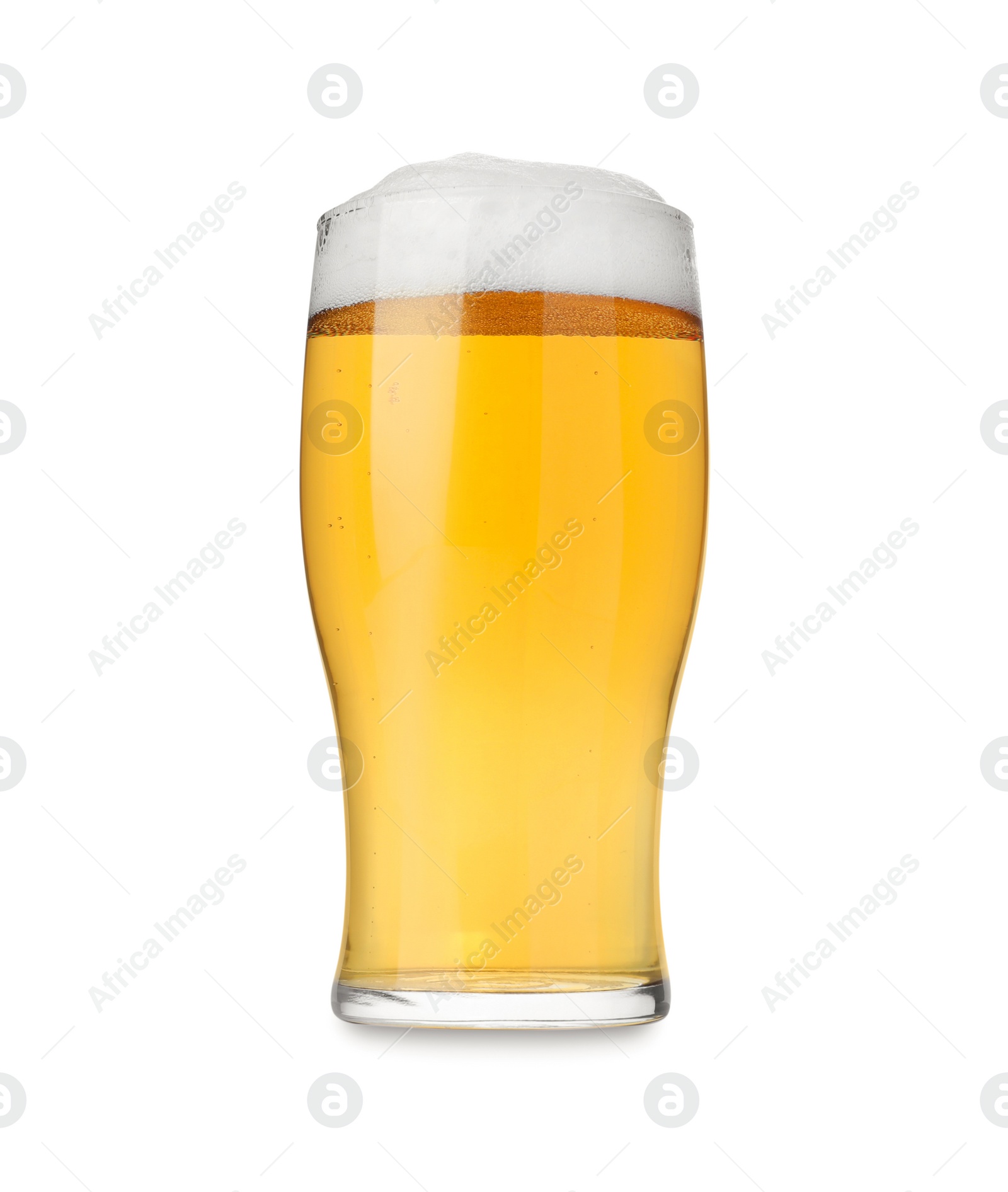 Photo of Glass with tasty beer isolated on white