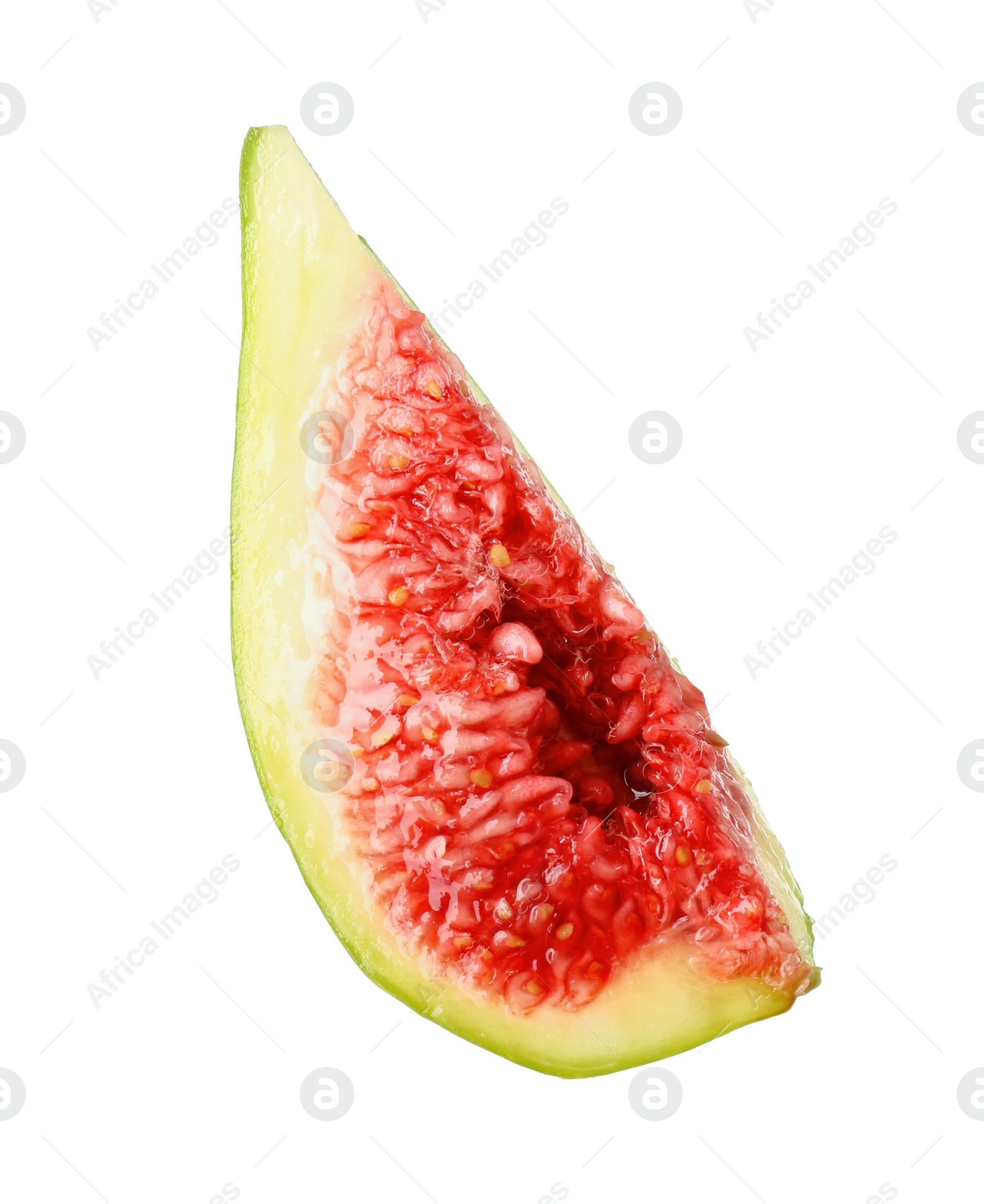 Photo of Slice of fresh green fig isolated on white