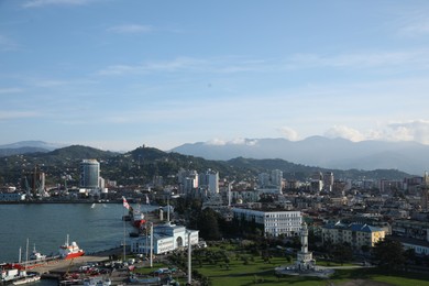 Photo of Batumi, Georgia - October 12, 2022: Picturesque view of modern city near sea coast