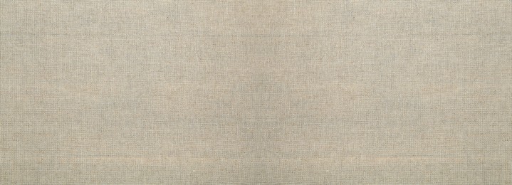 Image of Texture of natural burlap fabric as background, top view. Banner design