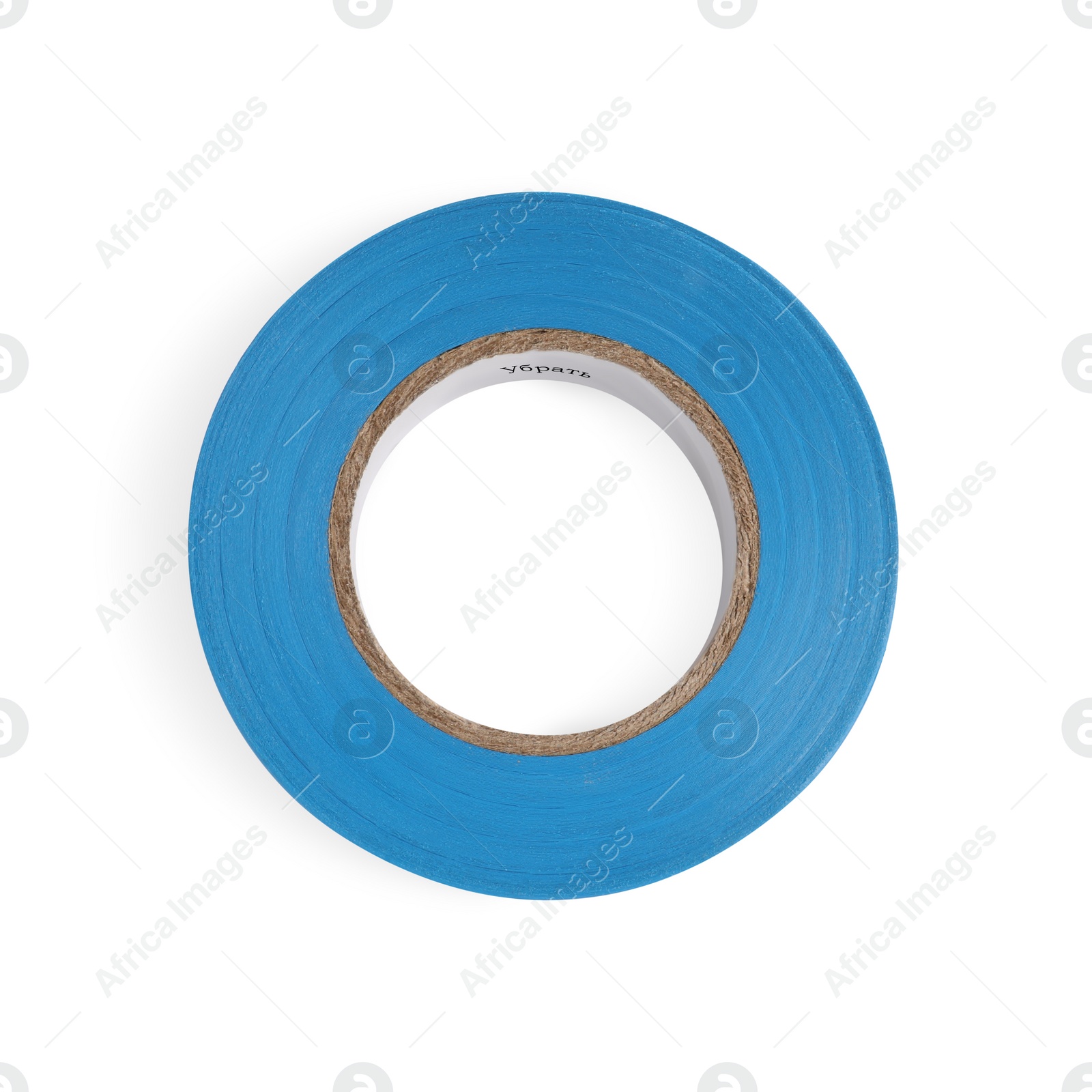 Photo of Light blue insulating tape isolated on white, top view