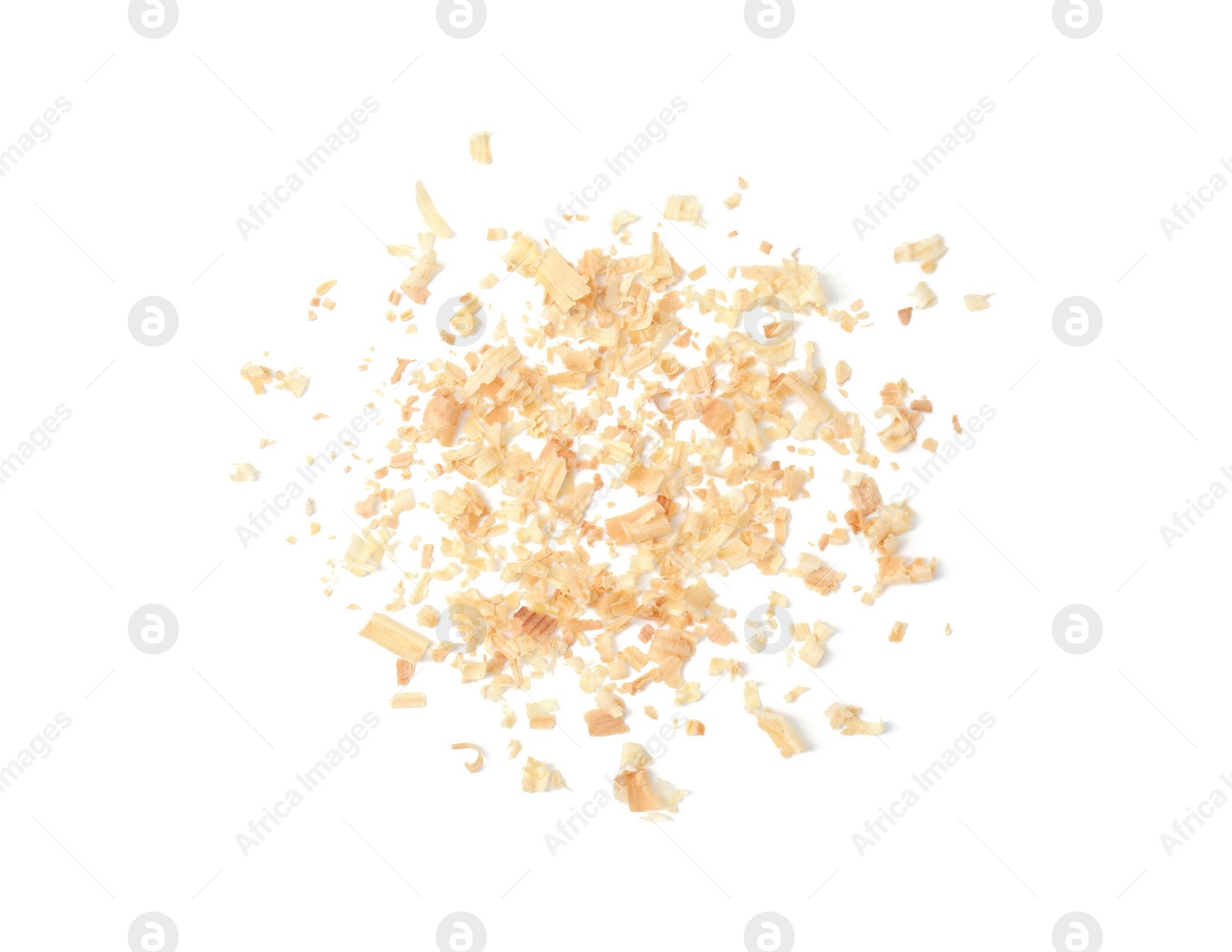 Photo of Natural sawdust isolated on white, top view