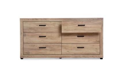 New wooden chest of drawers isolated on white