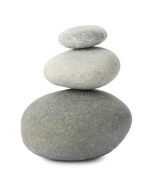 Photo of Stack of different stones isolated on white