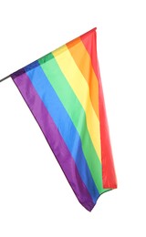 Photo of Bright rainbow LGBT flag isolated on white