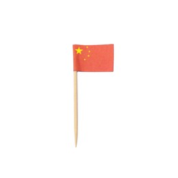 Photo of Small paper flag of China isolated on white, top view