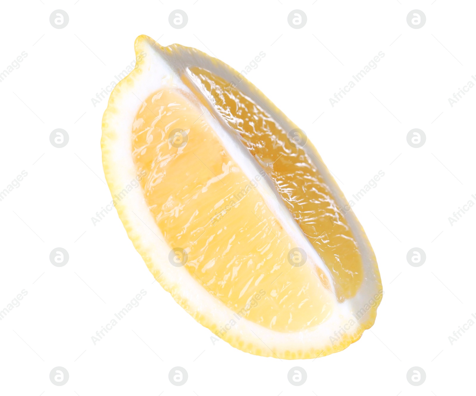 Photo of Piece of fresh lemon isolated on white