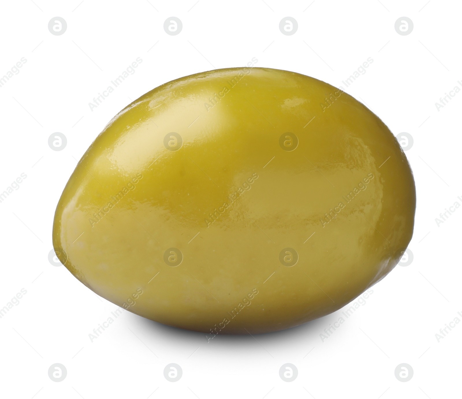 Photo of One fresh green olive isolated on white