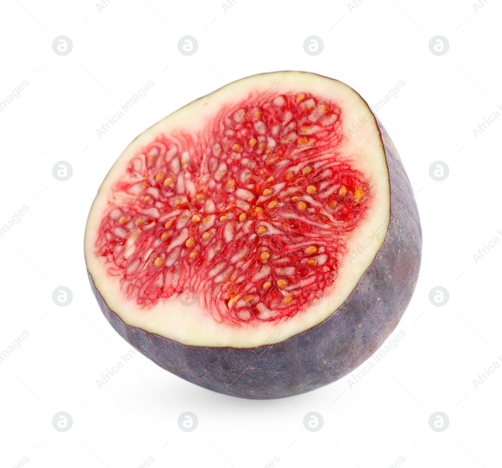 Photo of Cut fresh ripe fig isolated on white