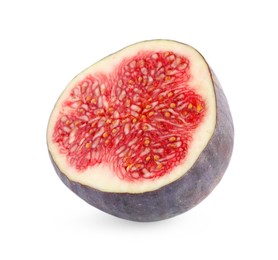 Photo of Cut fresh ripe fig isolated on white