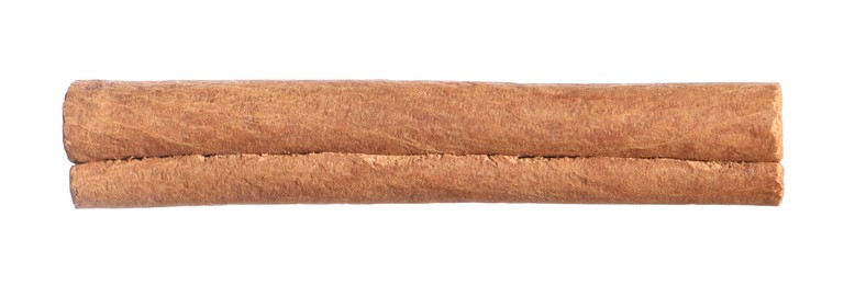 One aromatic cinnamon stick isolated on white