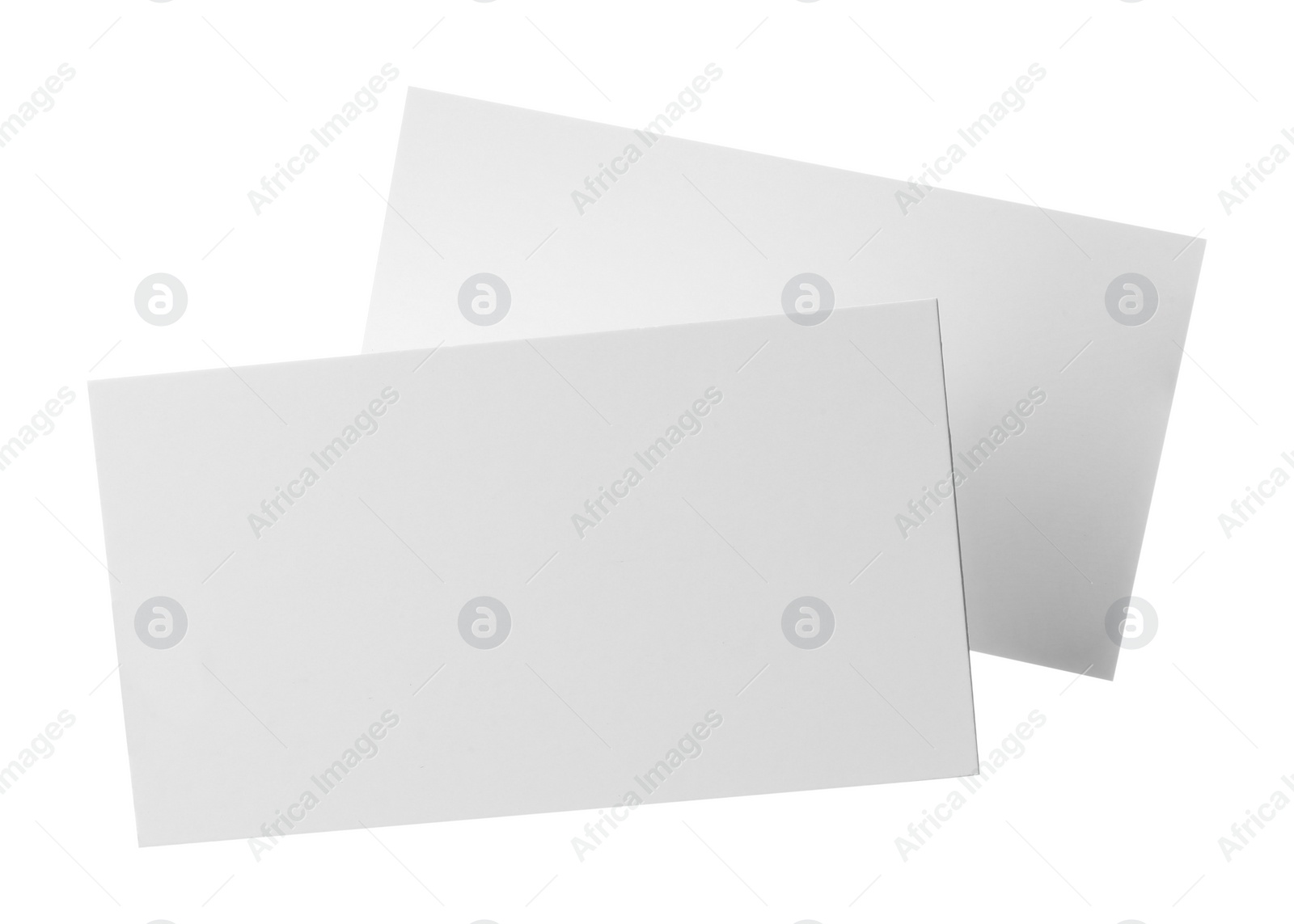 Photo of Blank business cards isolated on white. Mockup for design