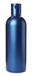 Blue bottle isolated on white. Men's cosmetics