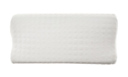 Soft bed pillow on white background