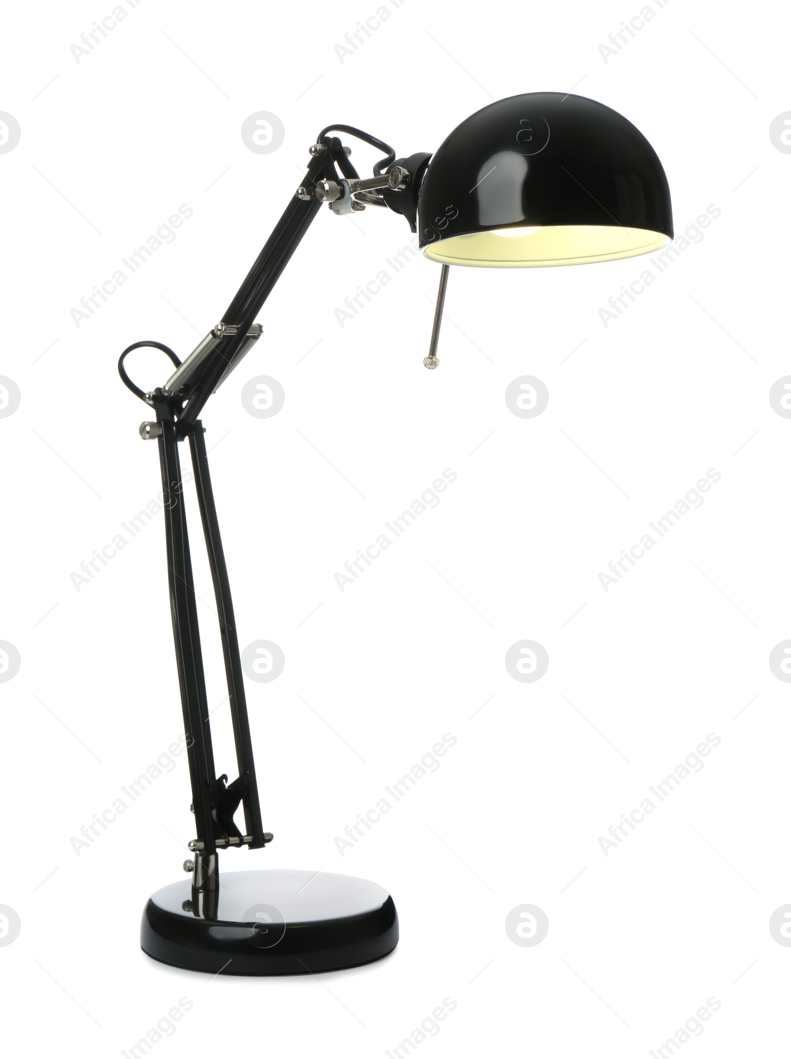 Photo of Stylish black table lamp isolated on white