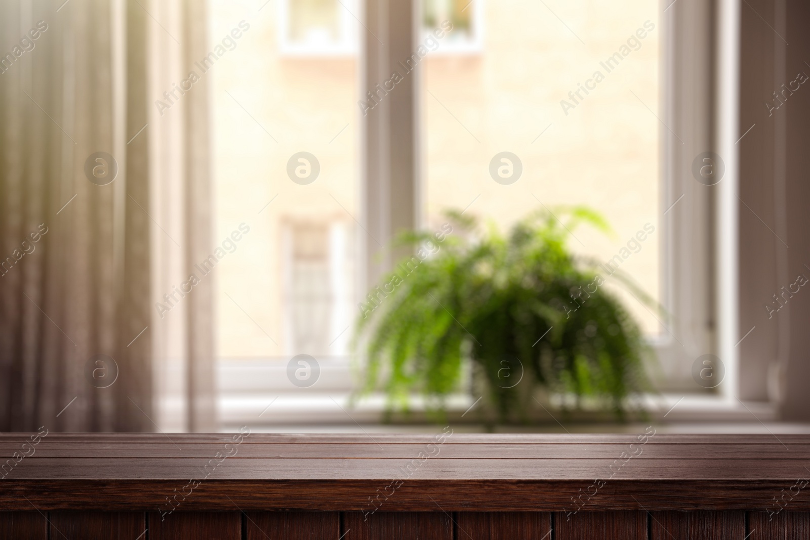 Image of Empty wooden surface in room. Mockup for design