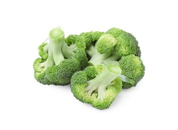 Photo of Fresh raw green broccoli isolated on white