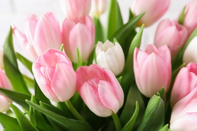 Photo of Big bouquet of beautiful tulips, closeup view