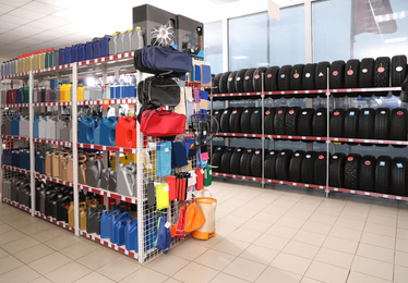 Image of Tires and car care products in auto store