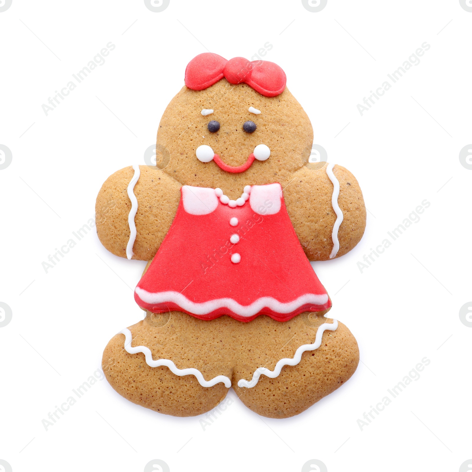 Photo of Cute fresh gingerbread woman isolated on white