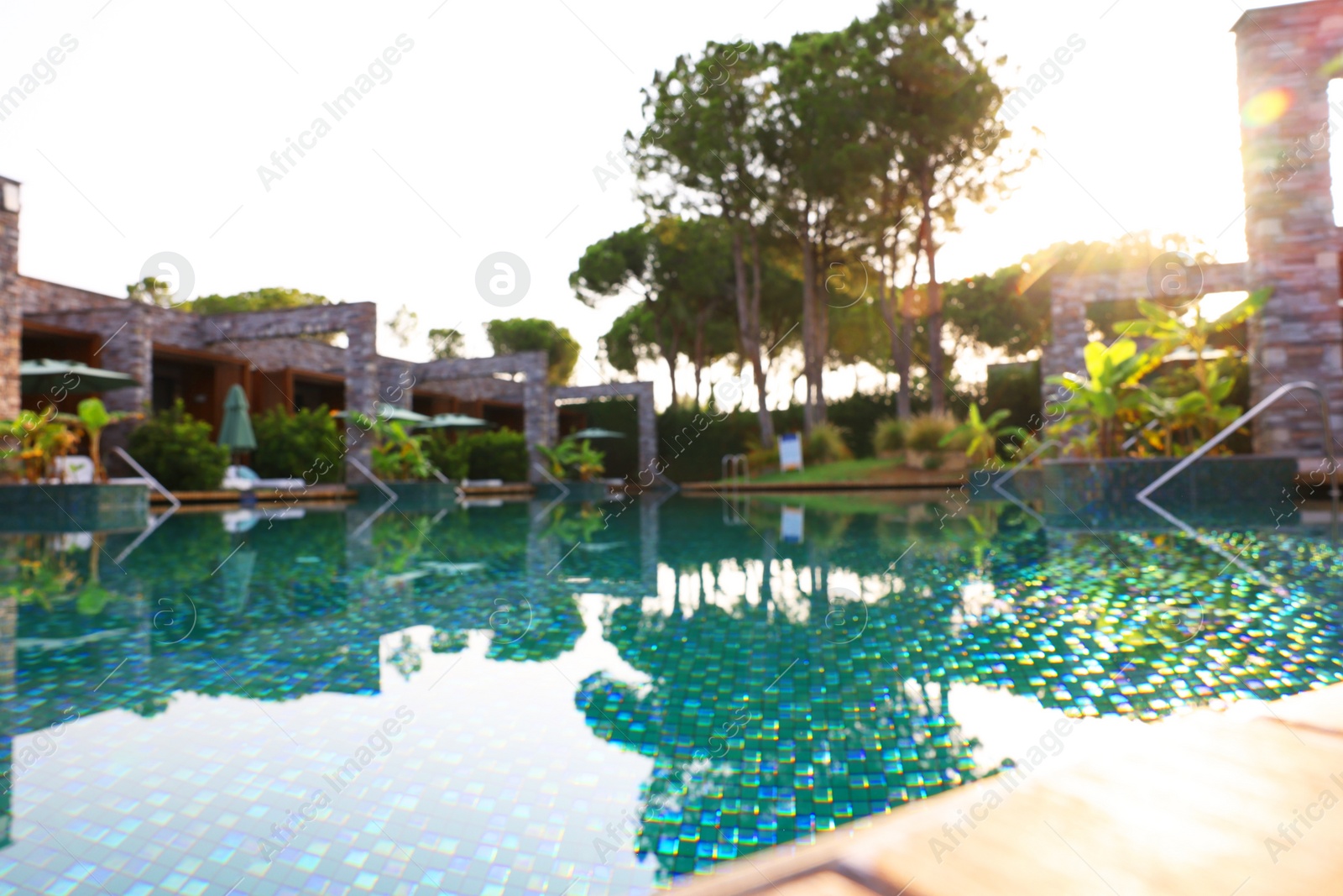 Photo of Outdoor swimming pool at resort, blurred view