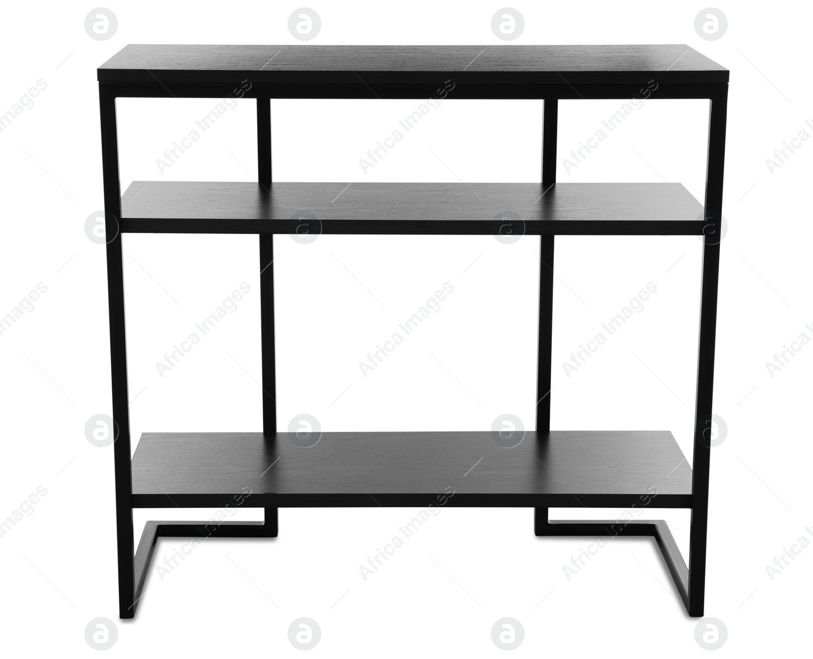 Photo of Stylish console table on white background. Interior element