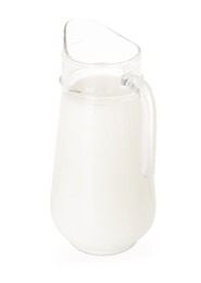 Glass jug with fresh milk isolated on white