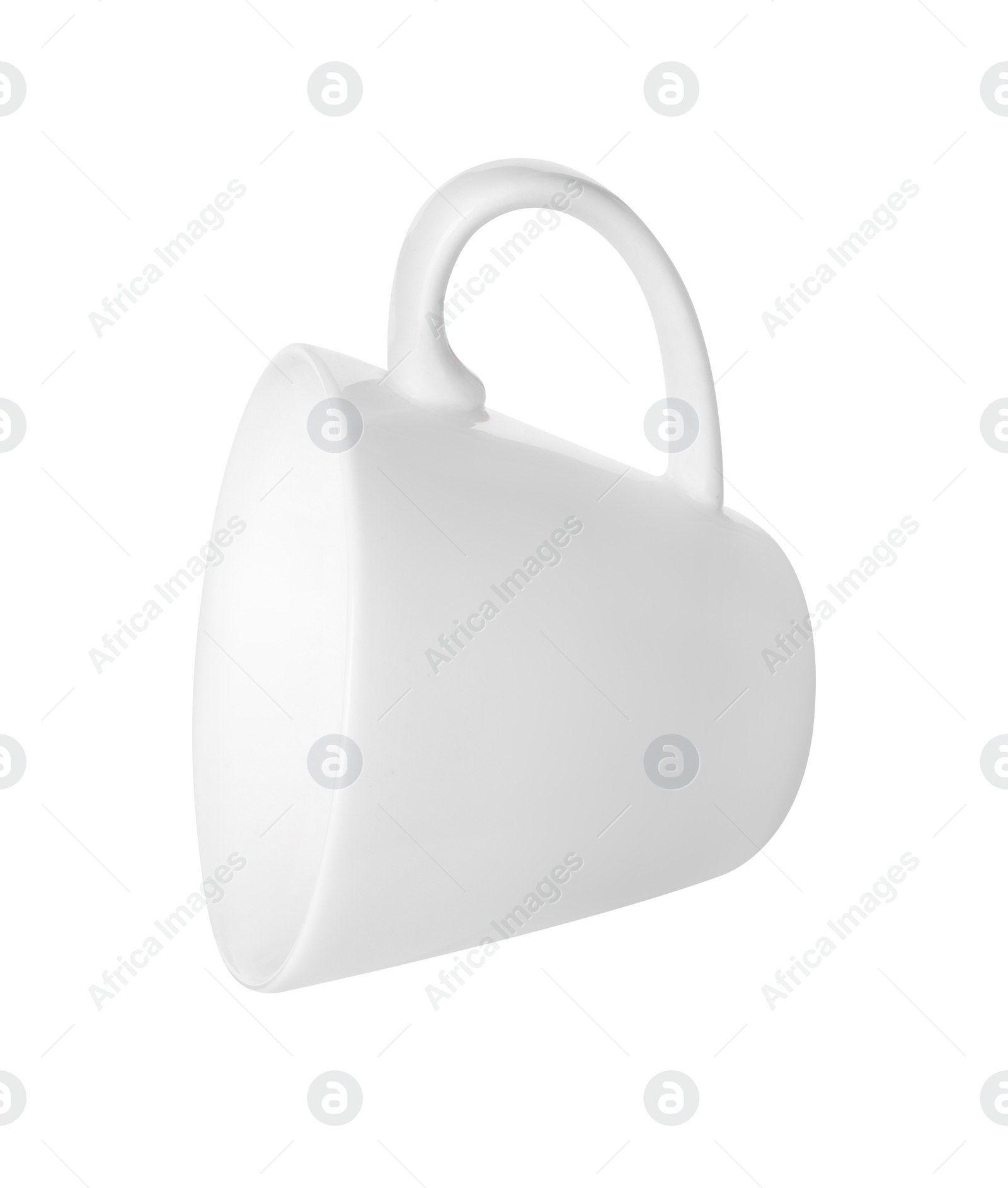 Photo of Ceramic cup isolated on white. Cooking utensil