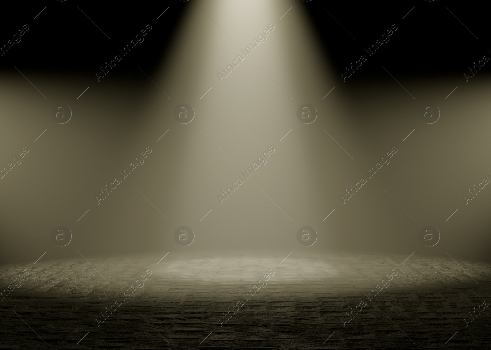 Image of Bright spotlights in dark room. Performance equipment