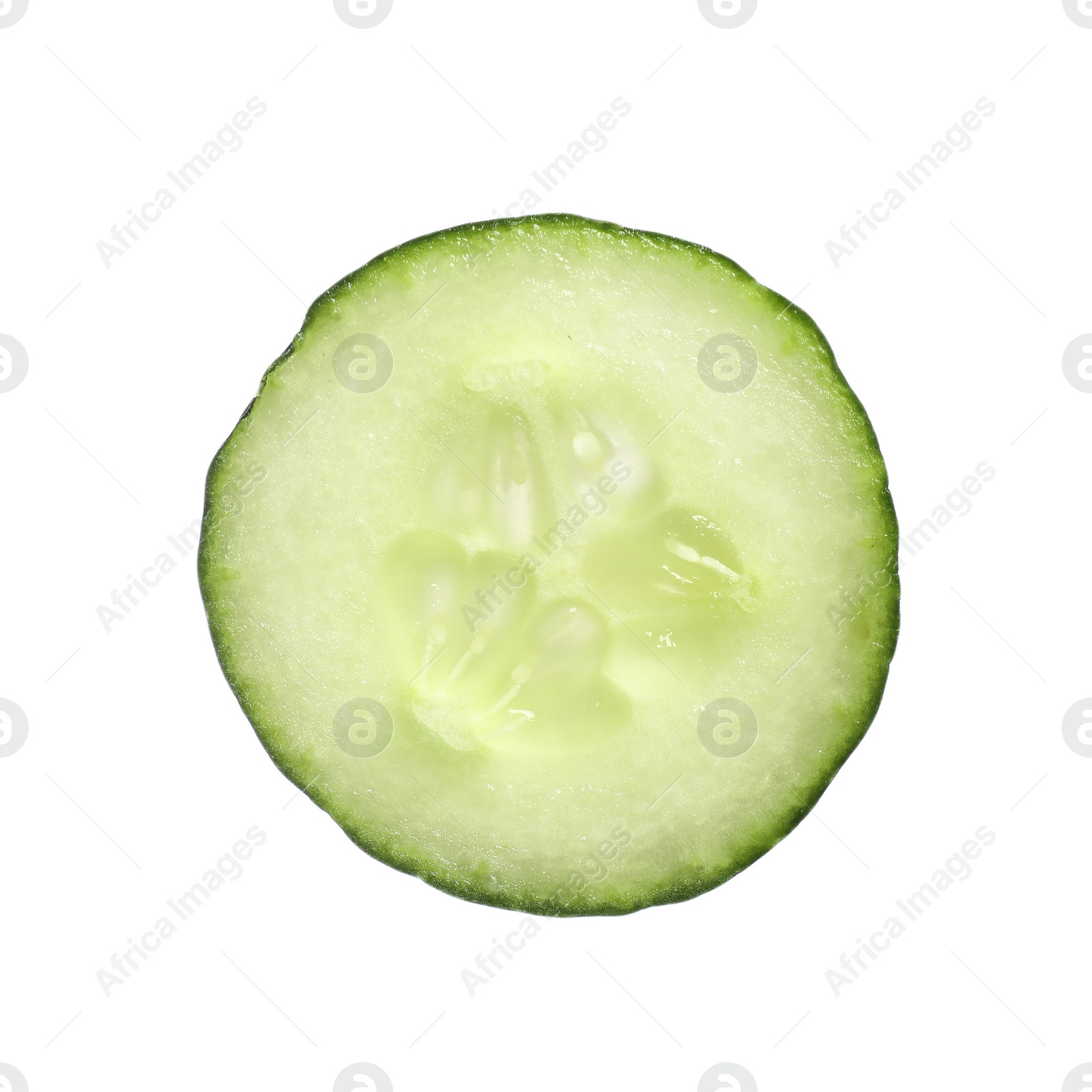 Photo of Slice of fresh cucumber isolated on white