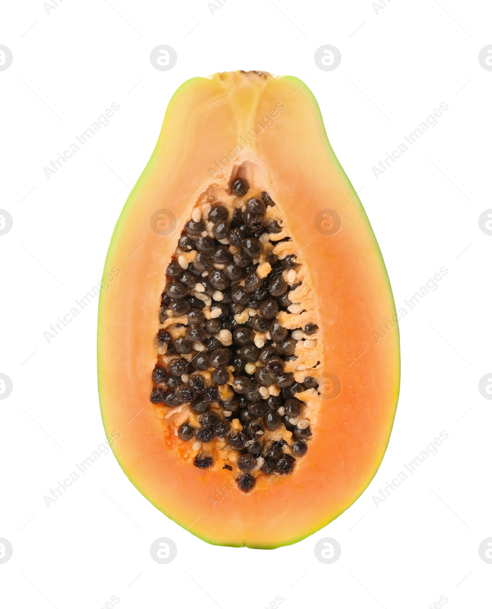Photo of Fresh ripe papaya half isolated on white