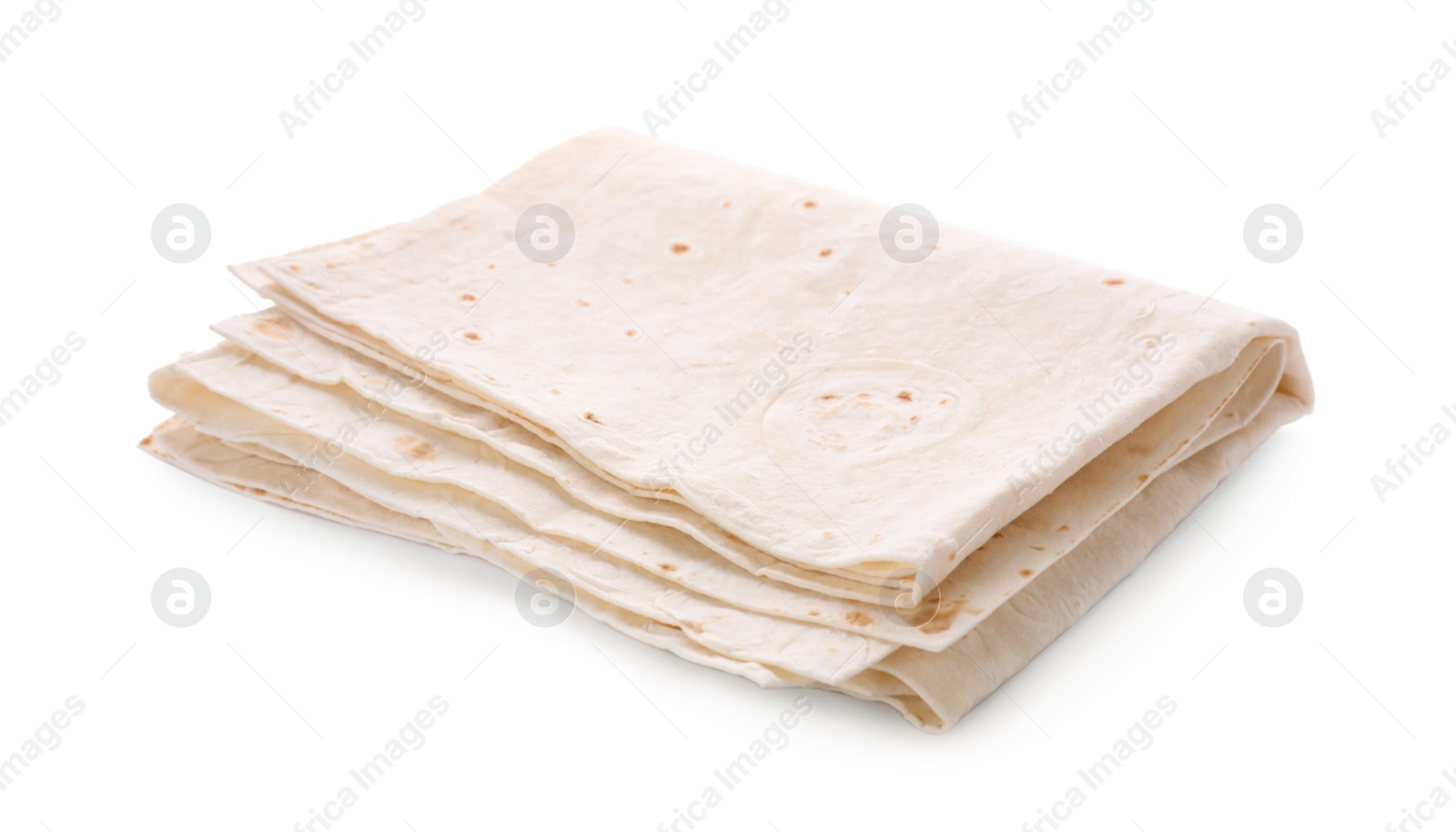 Photo of Delicious folded Armenian lavash on white background