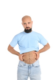 Photo of Portrait of overweight man on white background