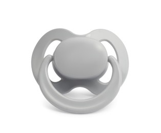 Photo of New light grey baby pacifier isolated on white