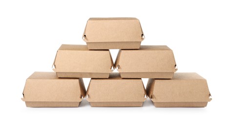Photo of Eco friendly food containers on white background