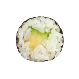 Photo of Delicious fresh sushi roll with avocado isolated on white