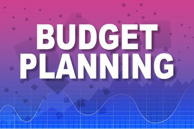 Illustration of Words Budget Planning and graph on color background