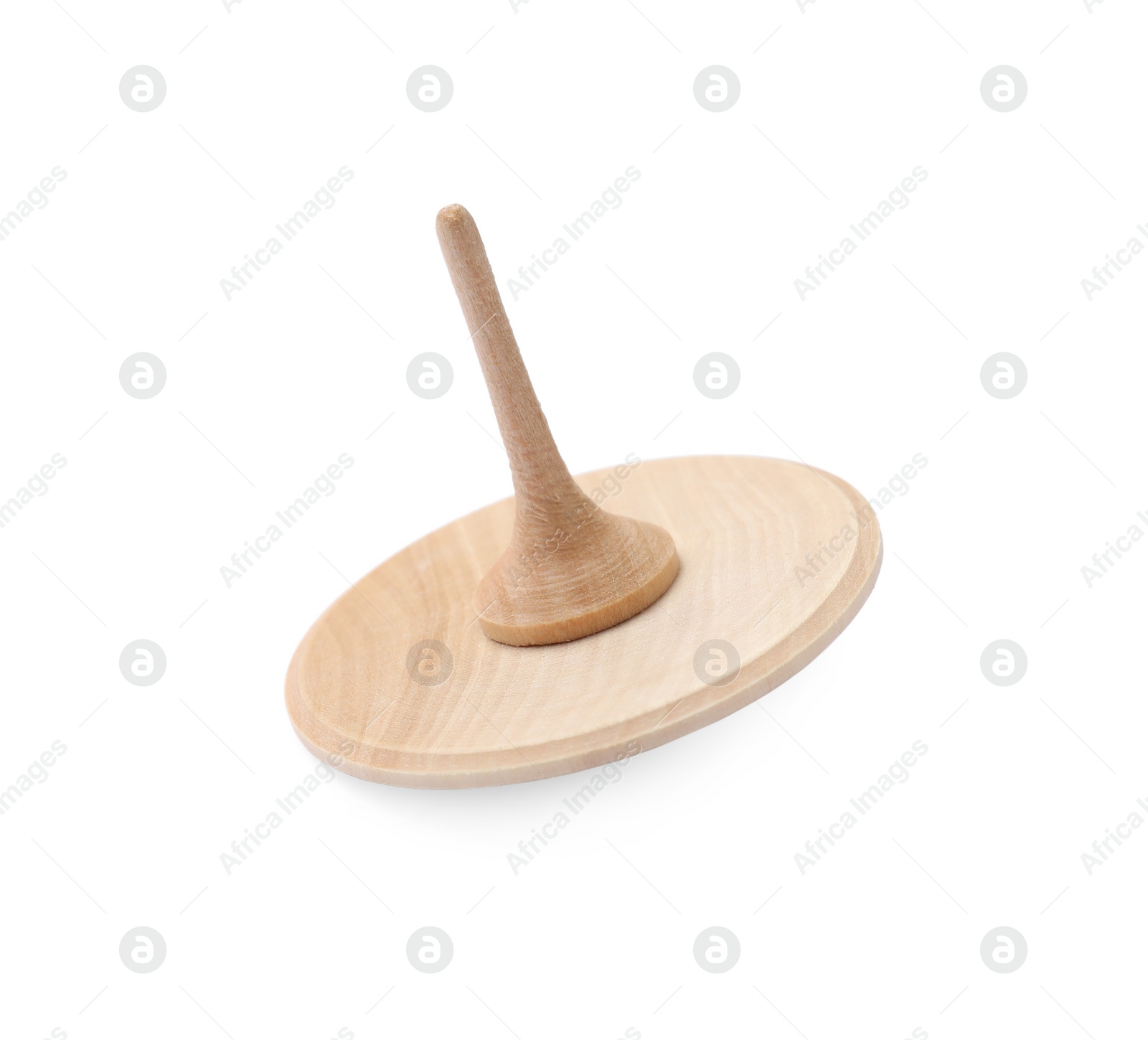 Photo of One wooden spinning top isolated on white