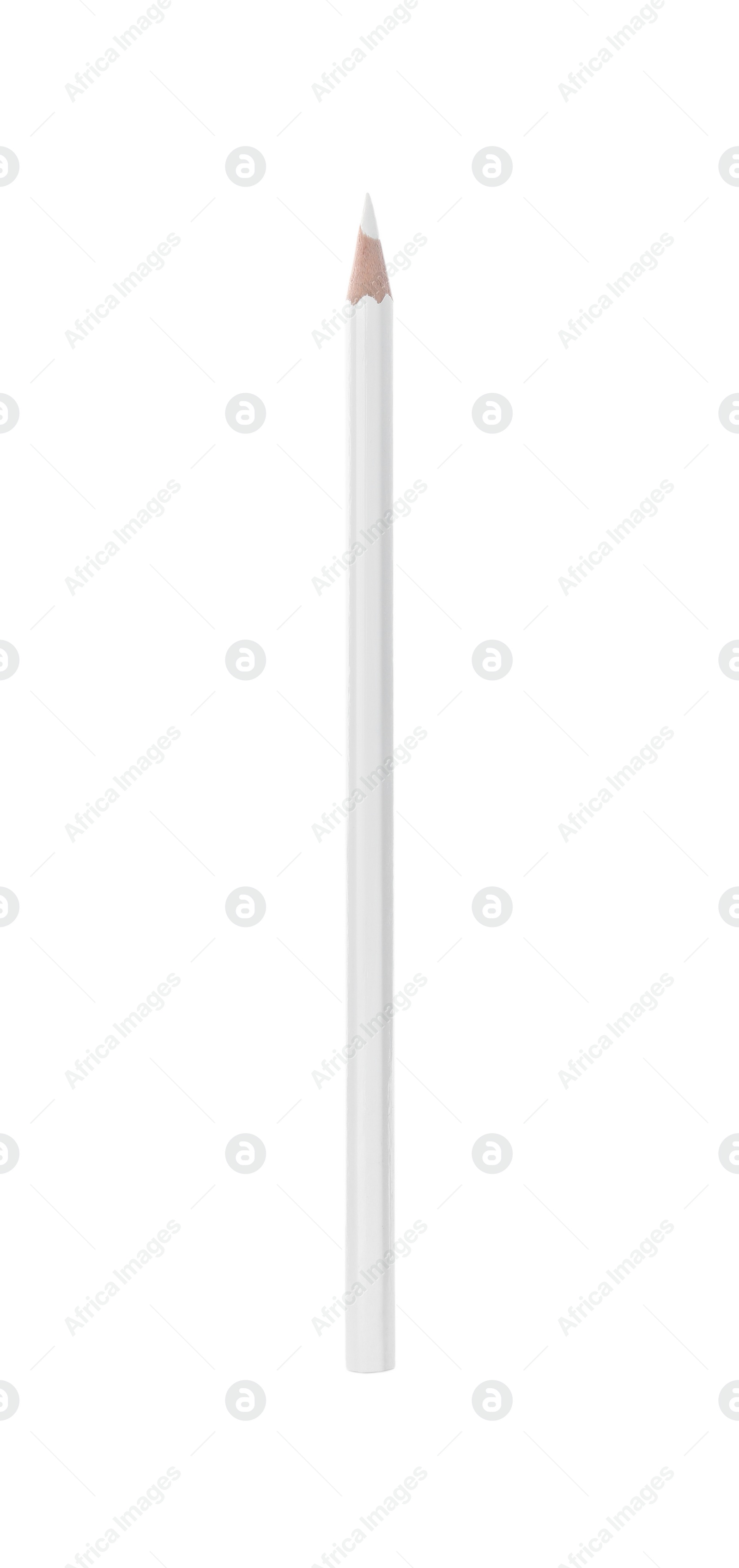 Photo of New wooden pencil isolated on white. School stationery