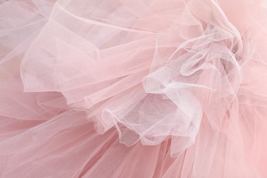 Photo of Beautiful tulle fabric as background, closeup view