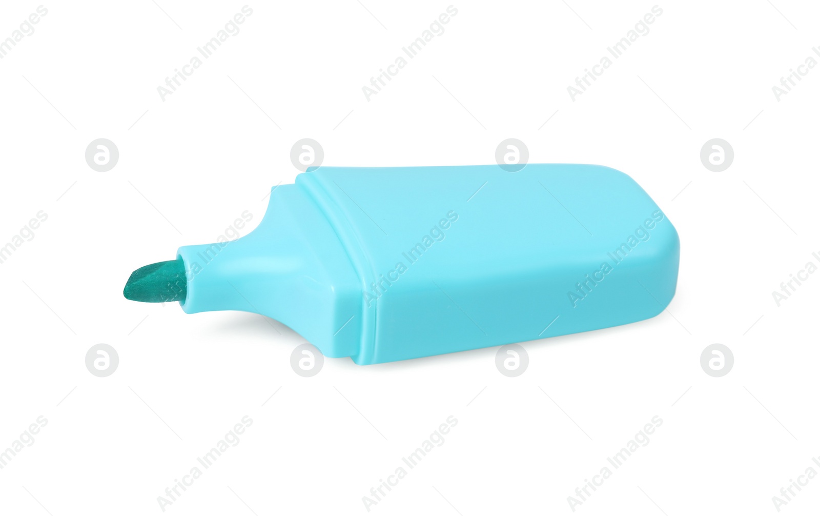 Photo of One light blue marker on white background. School stationery