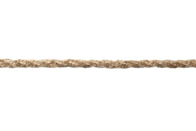 Photo of Hemp rope on white background. Organic material