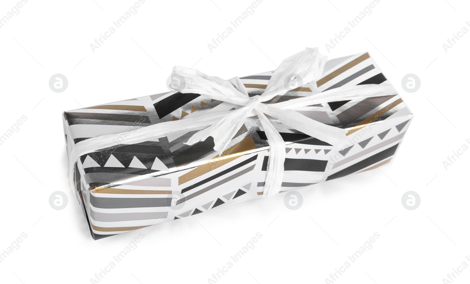 Photo of Beautiful gift box with ribbon on white background