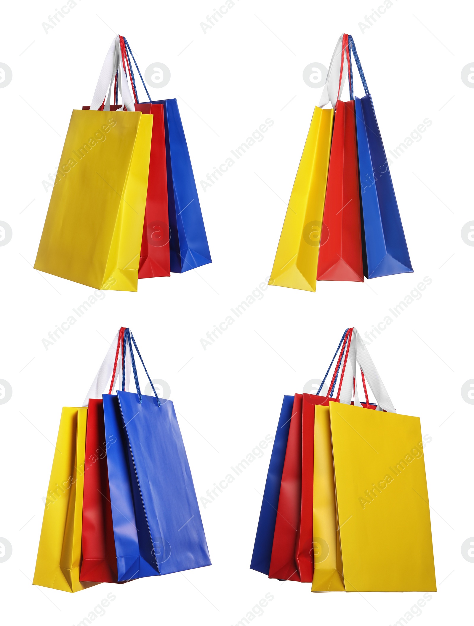 Image of Colorful shopping bags isolated on white, set