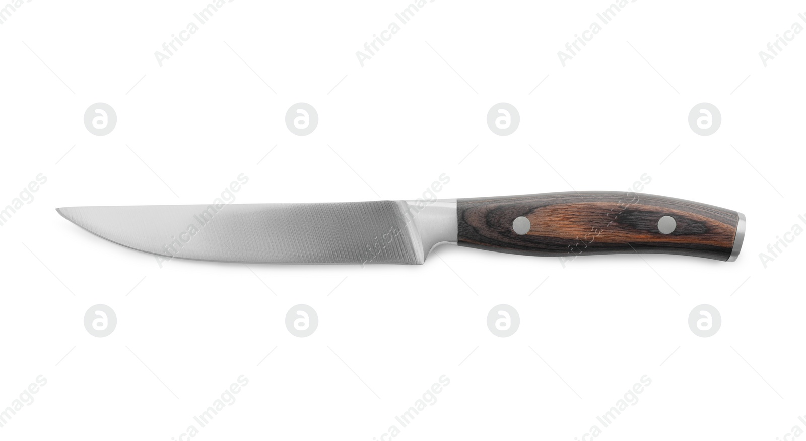 Photo of One sharp knife isolated on white, top view