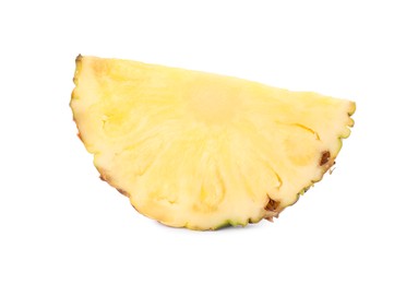 Photo of Slice of tasty ripe pineapple isolated on white