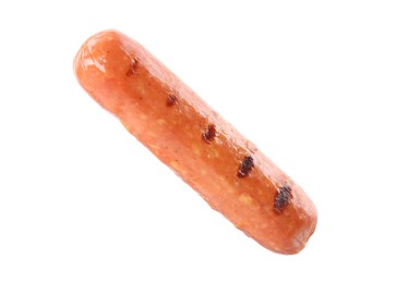 Photo of Tasty grilled sausage isolated on white. Ingredient for hot dog